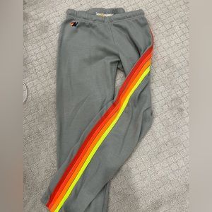 Aviator Nation 4 Stripe Grey/Neon Sweatpants